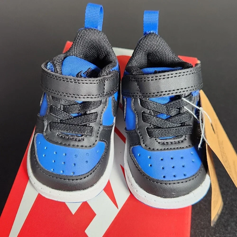Nike Court Shoes Size 2C Black Blue Borough Low Recraft (TD) Sneakers NEW